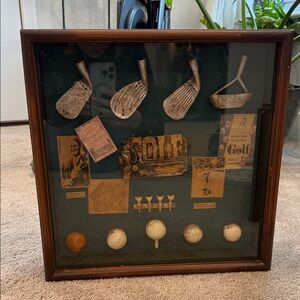 Vintage Golf Memorabilia Shadow Box - golf gift- Bobby jones - babe zaharias